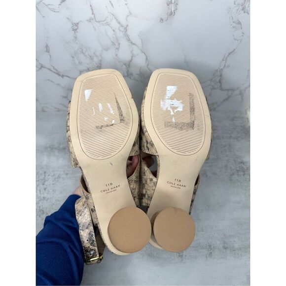 Cole Haan Sandals Womens Size 11B Leather Snakeskin Print Ankle Strap Heels New - Picture 11 of 11